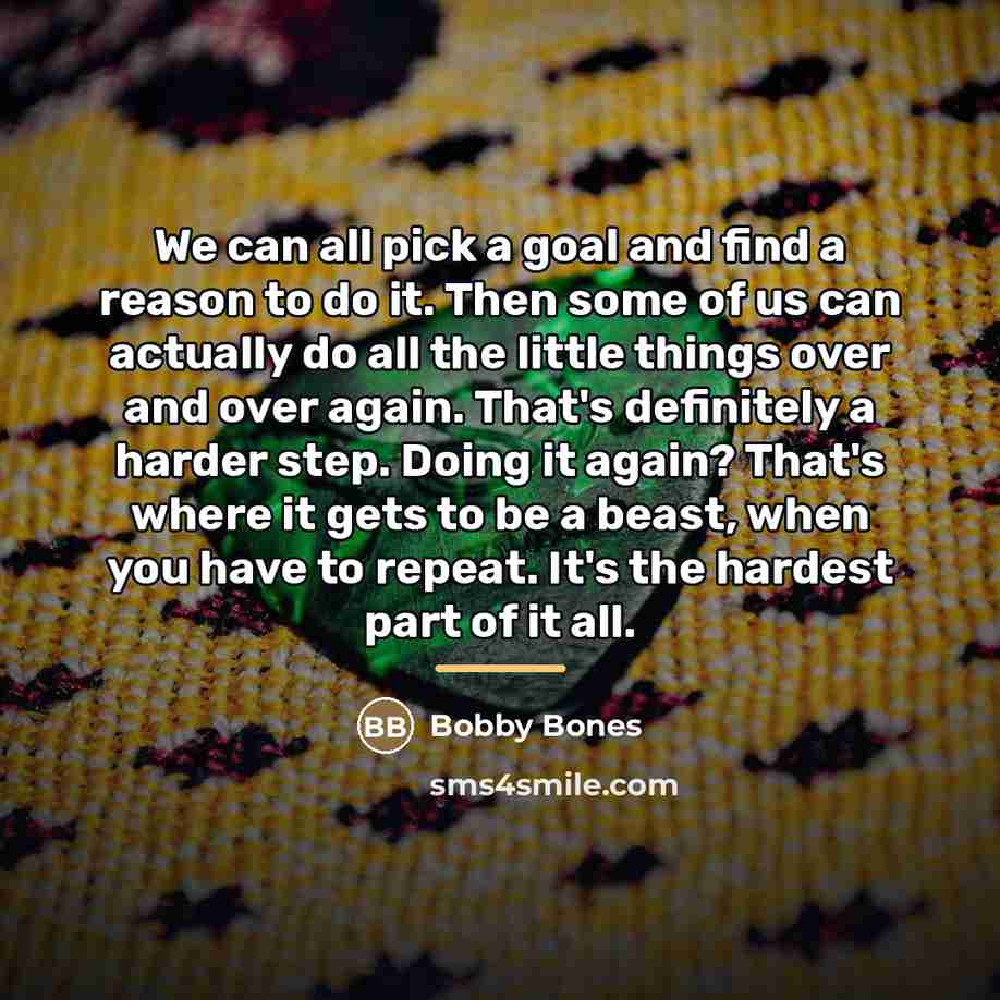 “We can all pick a goal and find a reason…” quote by Bobby Bones