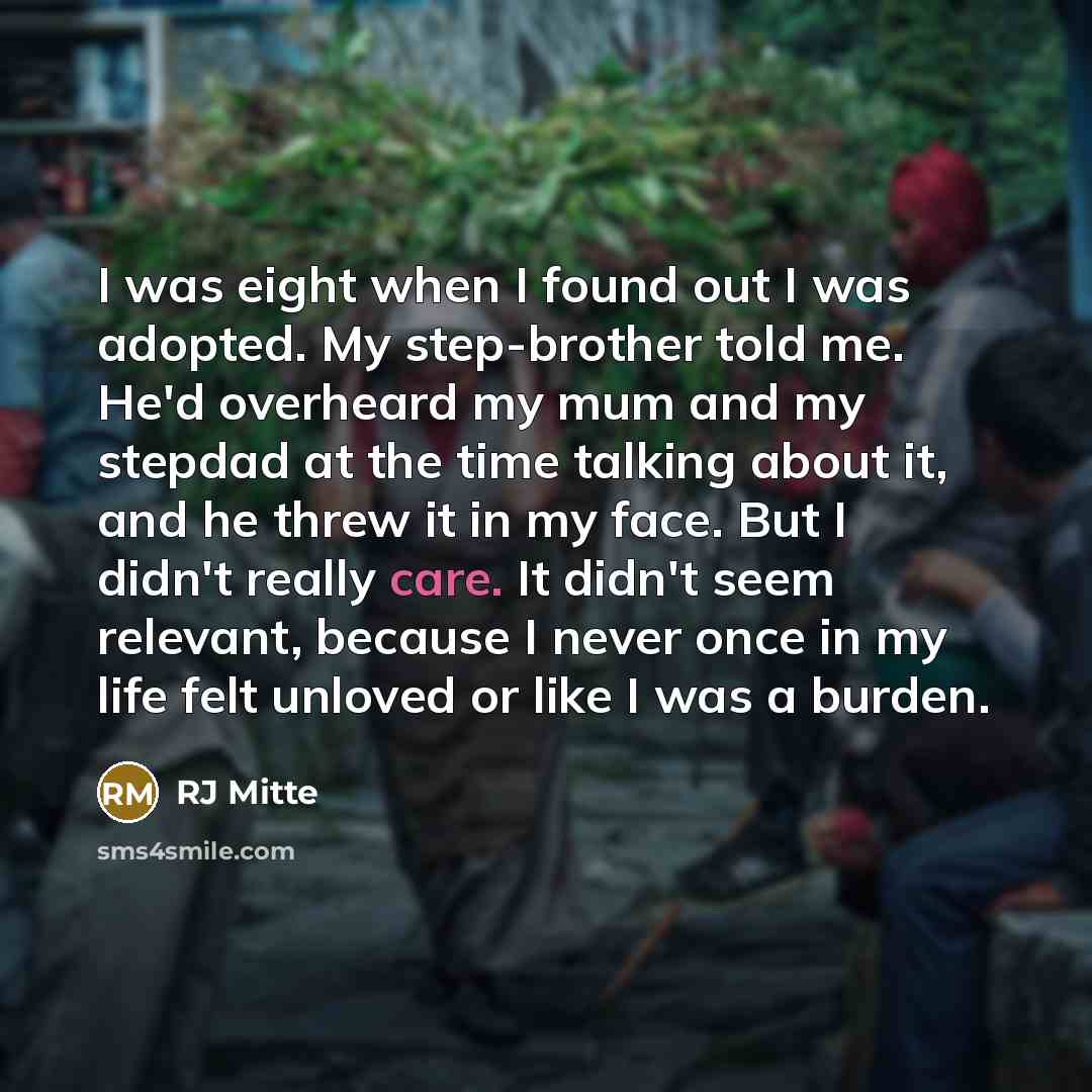 “I was eight when I found out I was adopted.…” quote by RJ Mitte