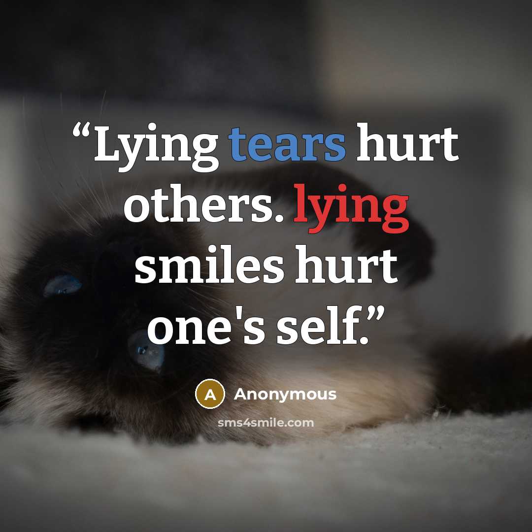 “Lying tears hurt others. lying smiles hurt one's self.” quote by Anonymous