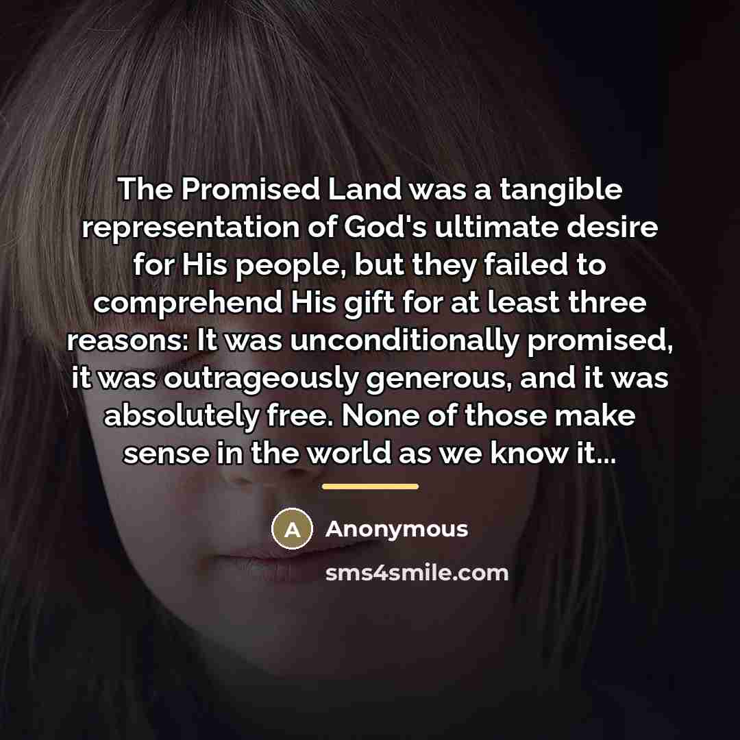 “The Promised Land was a tangible representation of God's ultimate…” quote by Anonymous