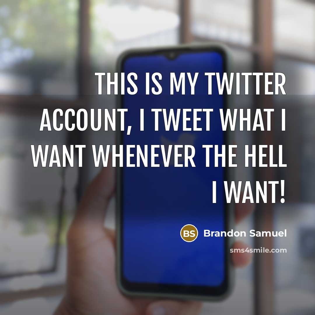 “This is my Twitter Account, I tweet what I want whenever the hell I want!” quote by Brandon Samuel