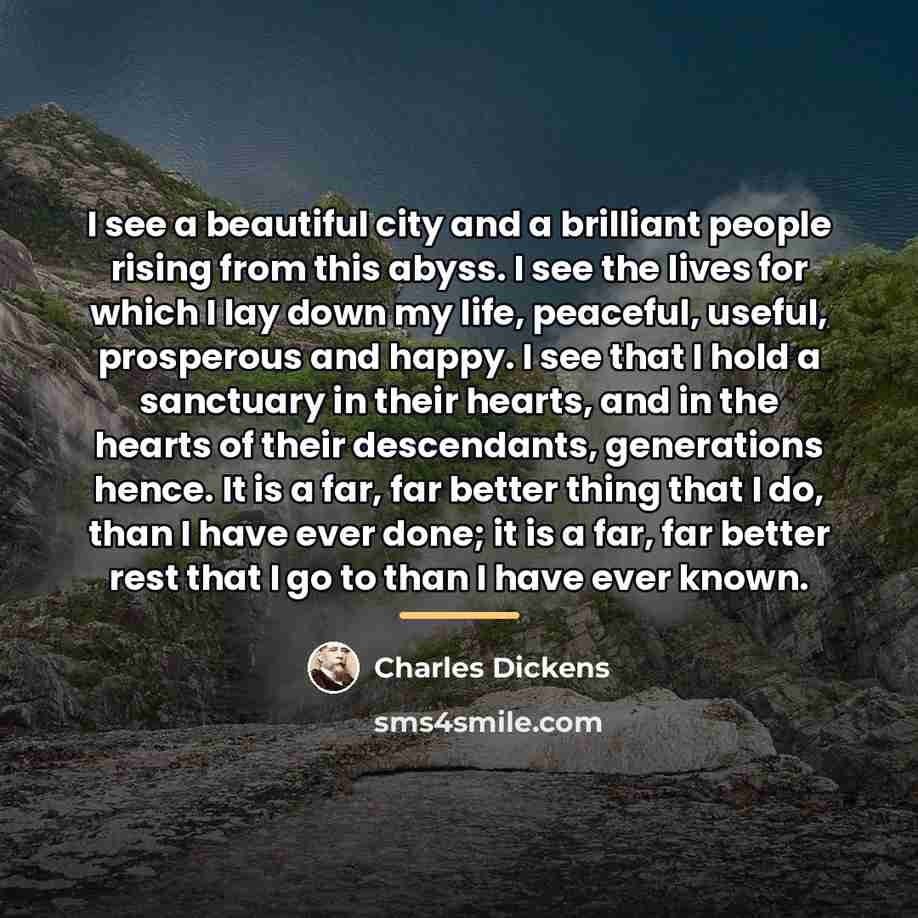 “I see a beautiful city and a brilliant people rising…” quote by Charles Dickens