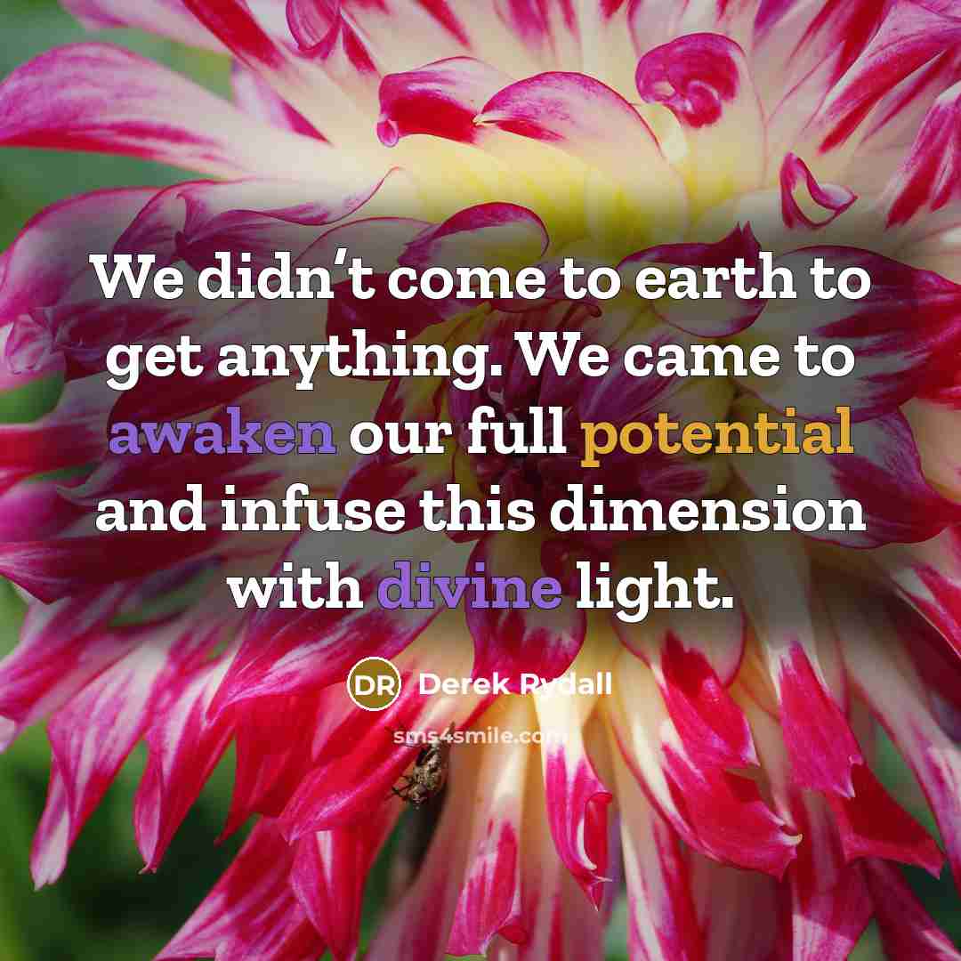 “We didn’t come to earth to get anything. We came…” quote by Derek Rydall