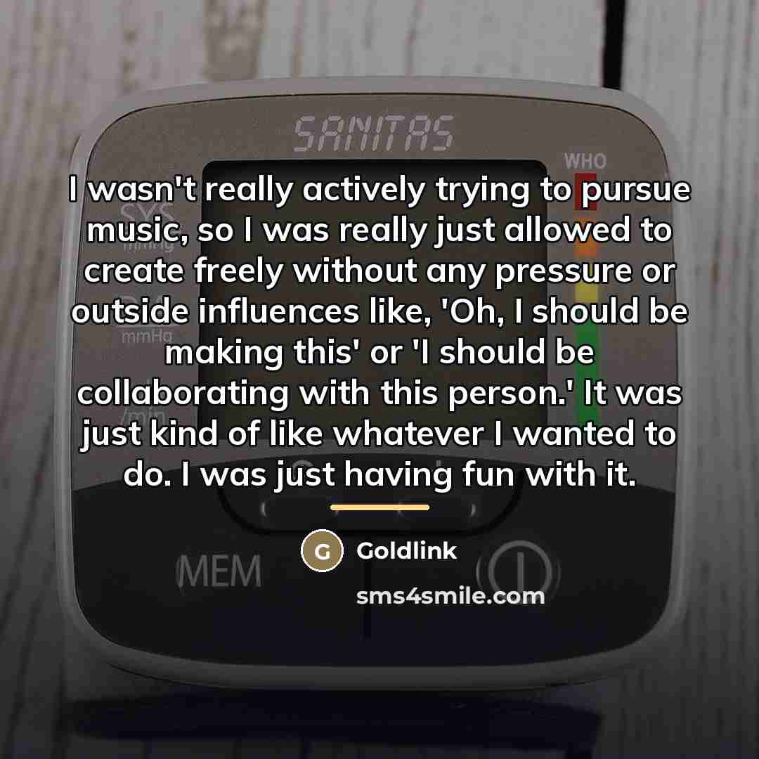 “I wasn't really actively trying to pursue music, so I…” quote by Goldlink