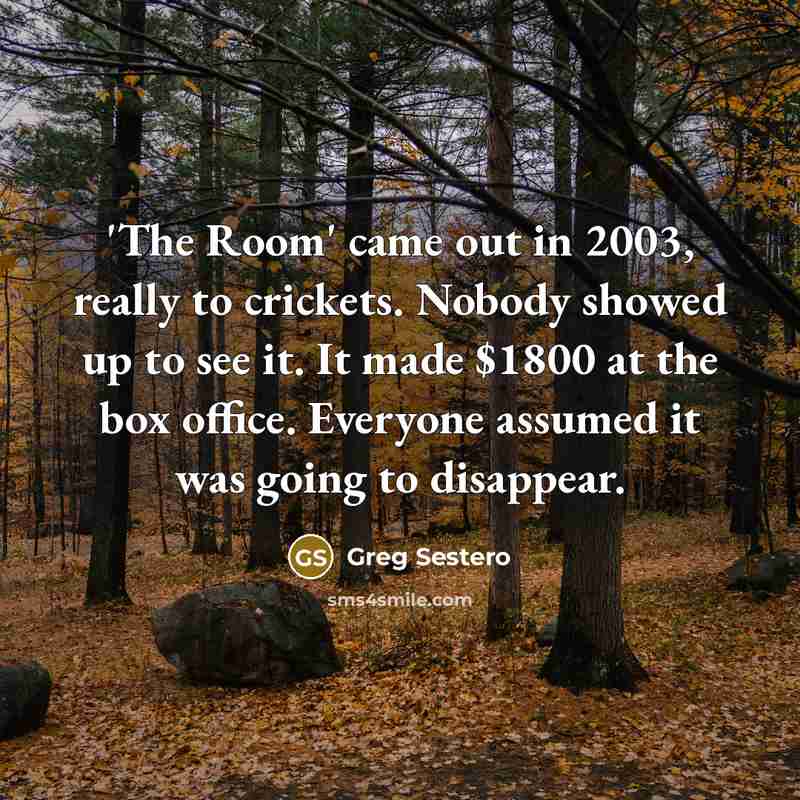 “'The Room' came out in 2003, really to crickets. Nobody…” quote by Greg Sestero