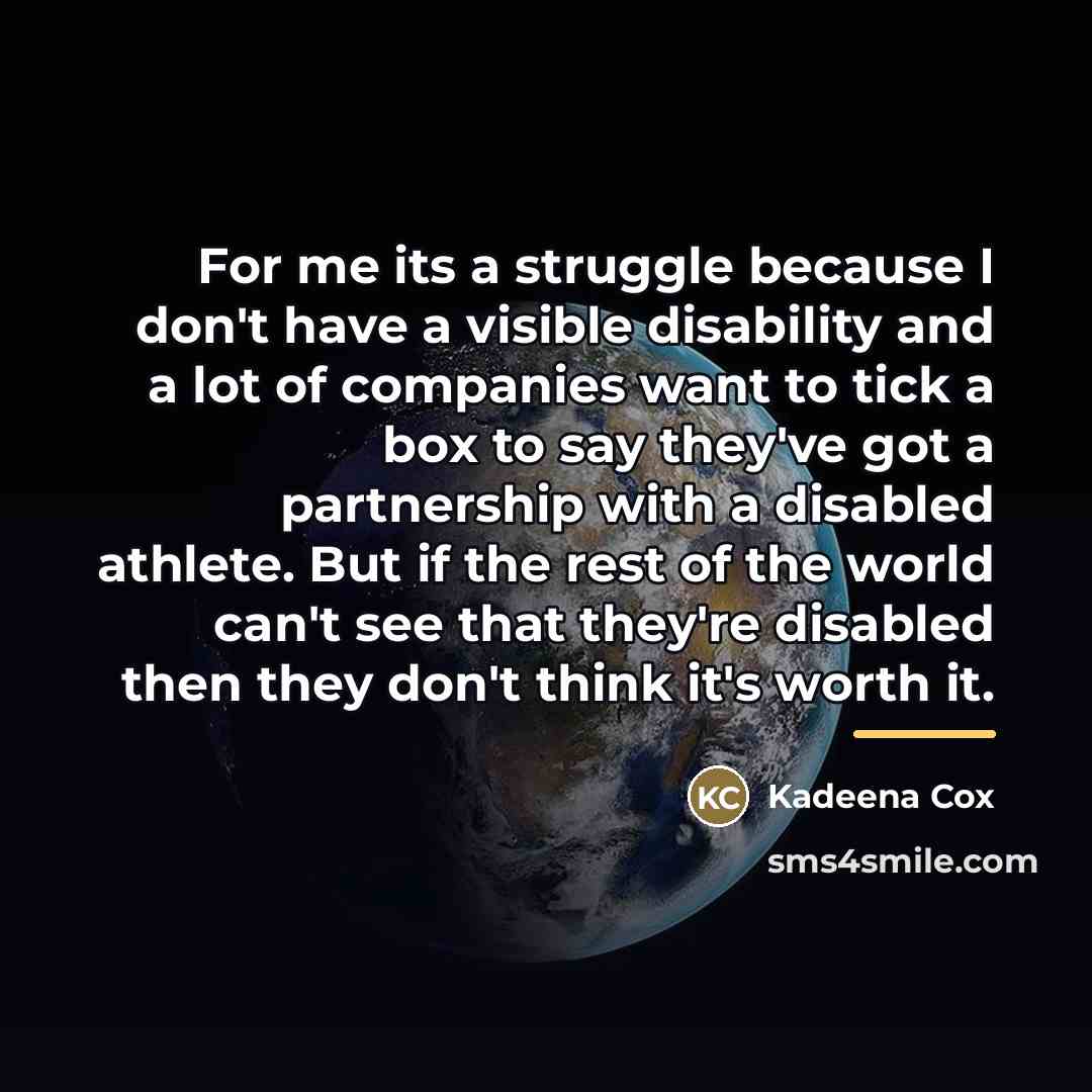 “For me its a struggle because I don't have a…” quote by Kadeena Cox