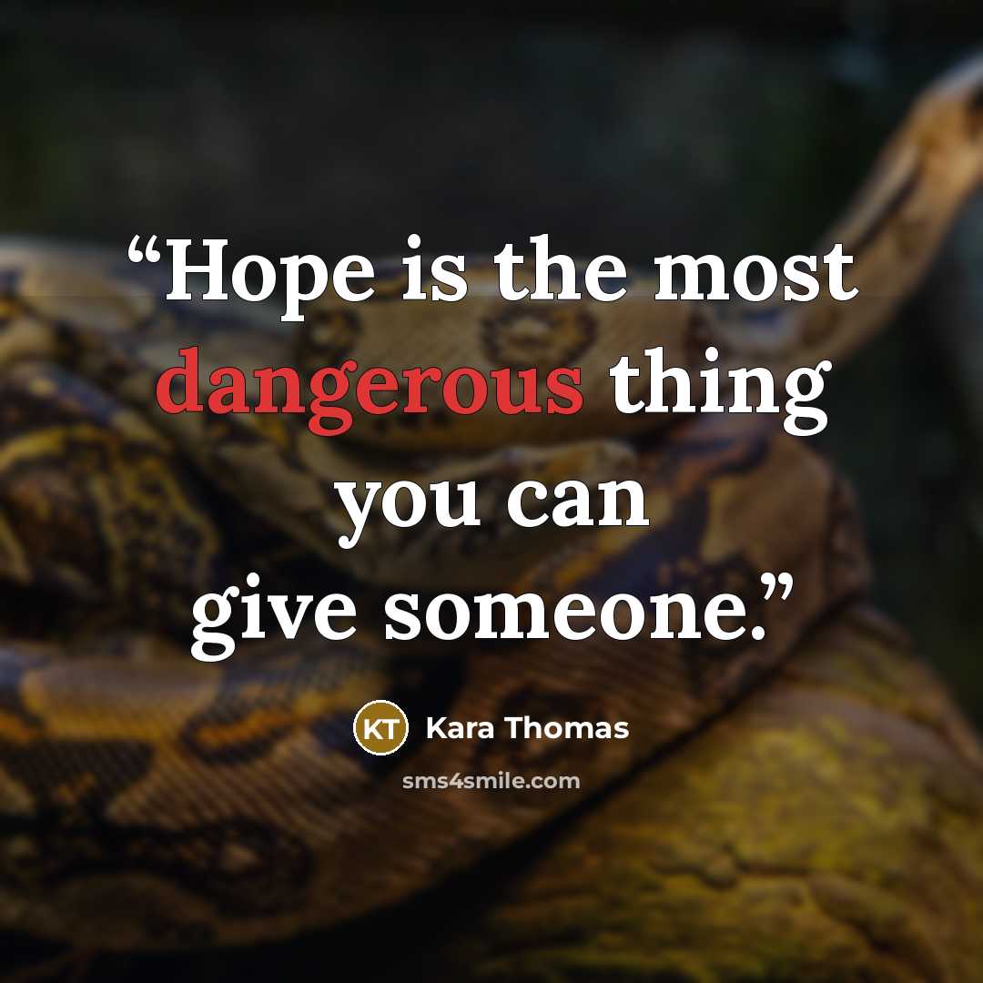 “Hope is the most dangerous thing you can give someone.” quote by Kara Thomas