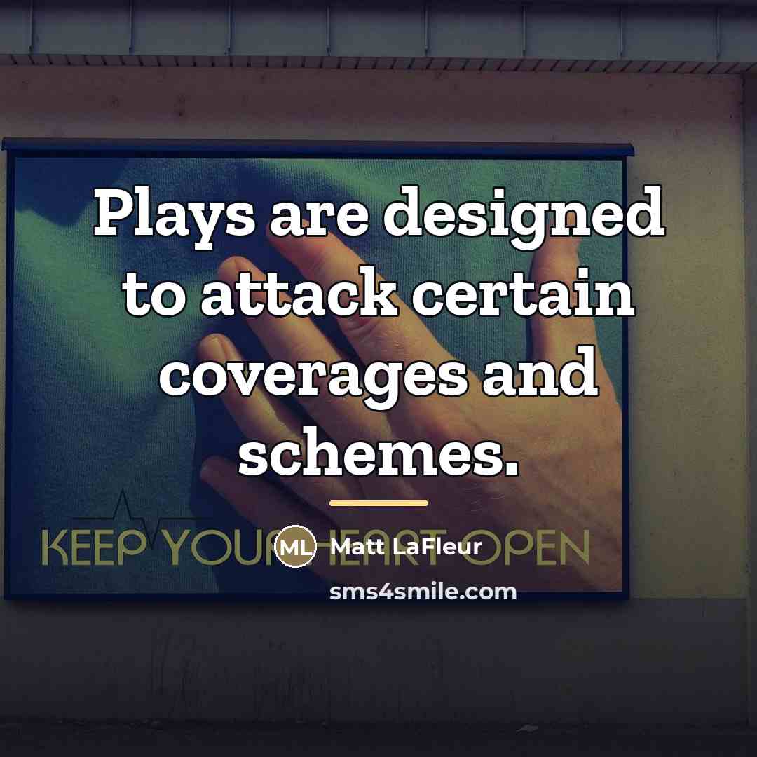 “Plays are designed to attack certain coverages and schemes.…” quote by Matt LaFleur