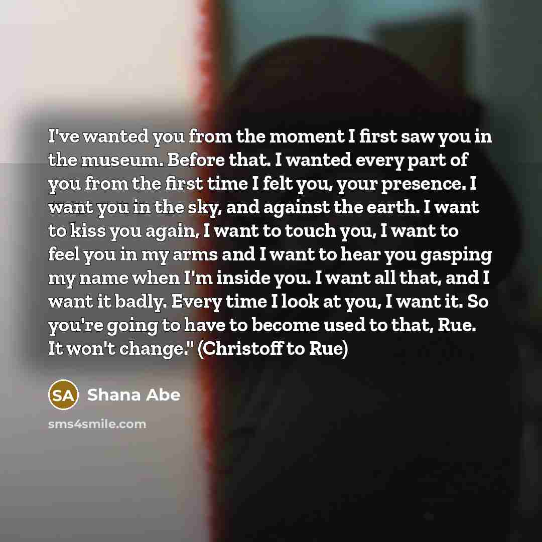 “I've wanted you from the moment I first saw you…” quote by Shana Abe