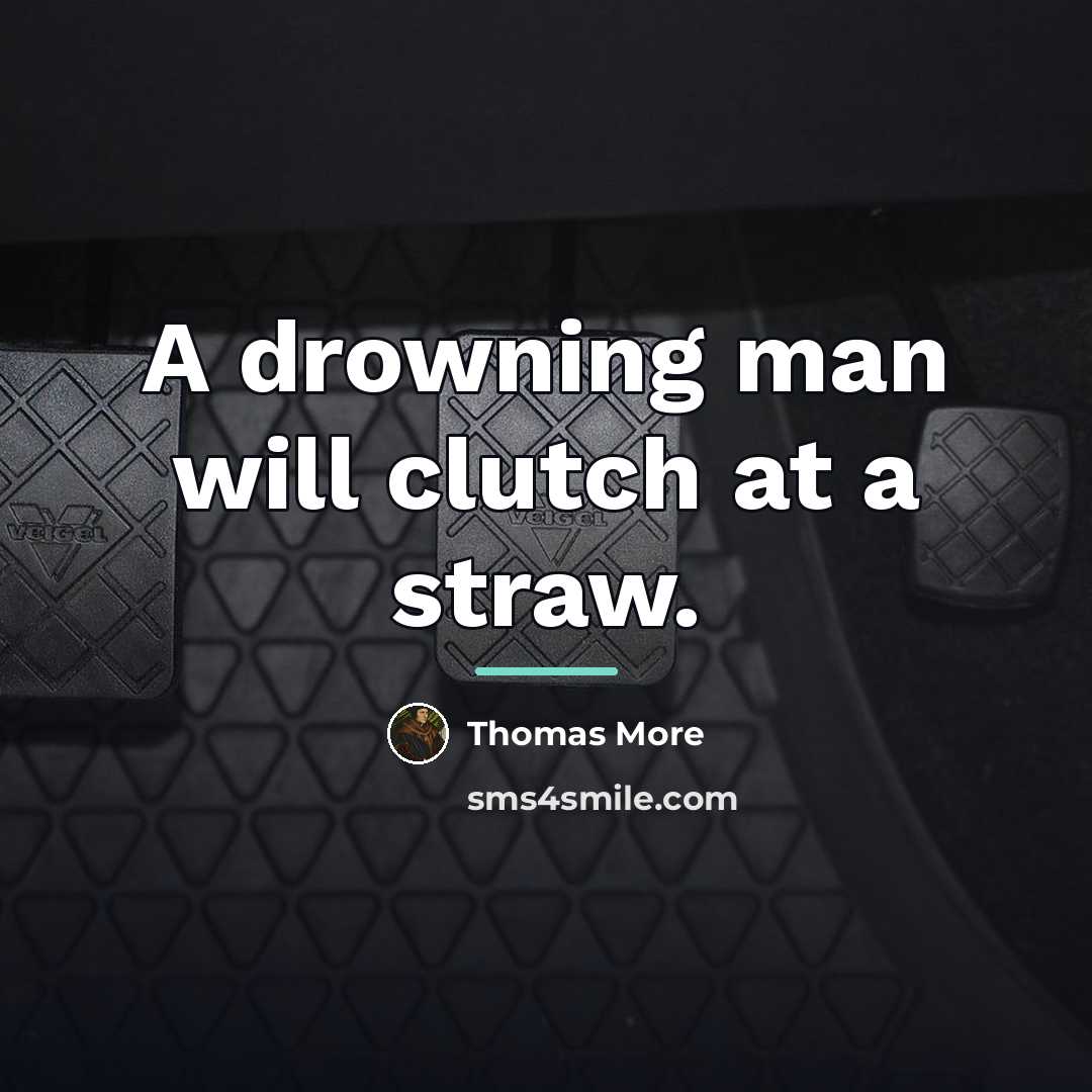 “A drowning man will clutch at a straw.…” quote by Thomas More