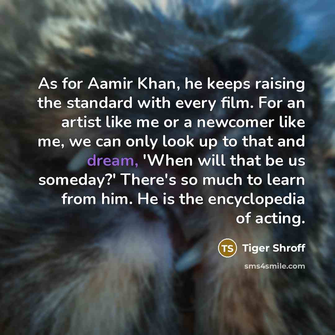 “As for Aamir Khan, he keeps raising the standard with…” quote by Tiger Shroff