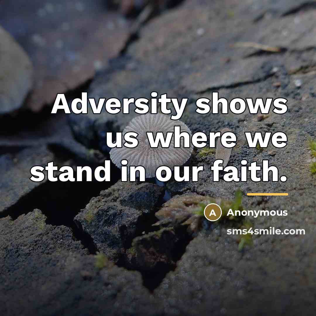 “Adversity shows us where we stand in our faith.…” quote by Anonymous