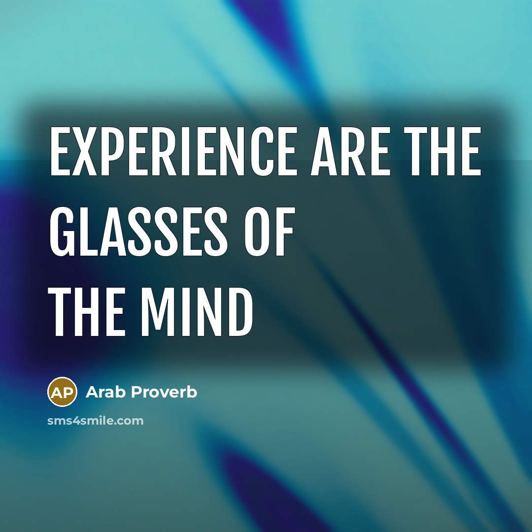 “Experience are the glasses of the mind…” quote by Arab Proverb