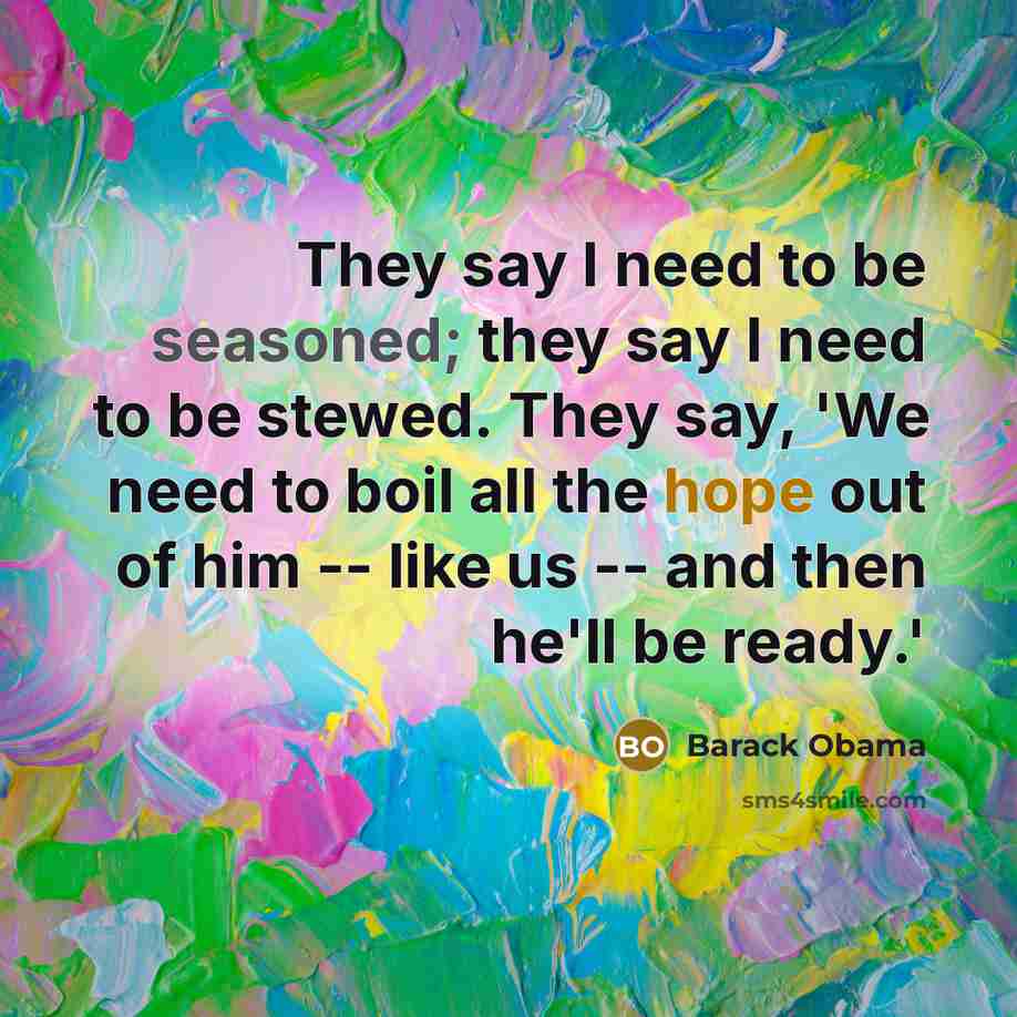 “They say I need to be seasoned; they say I…” quote by Barack Obama