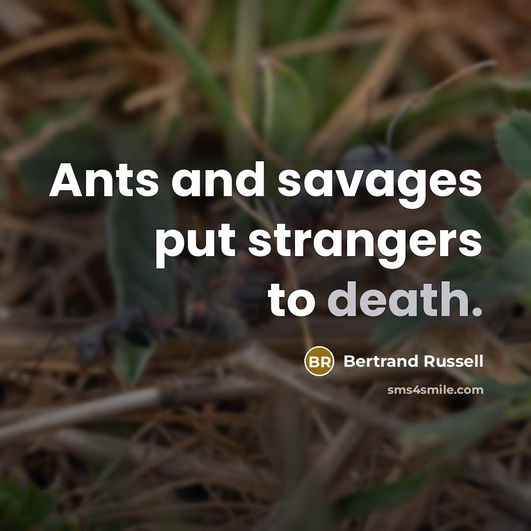 “Ants and savages put strangers to death.…” quote by Bertrand Russell