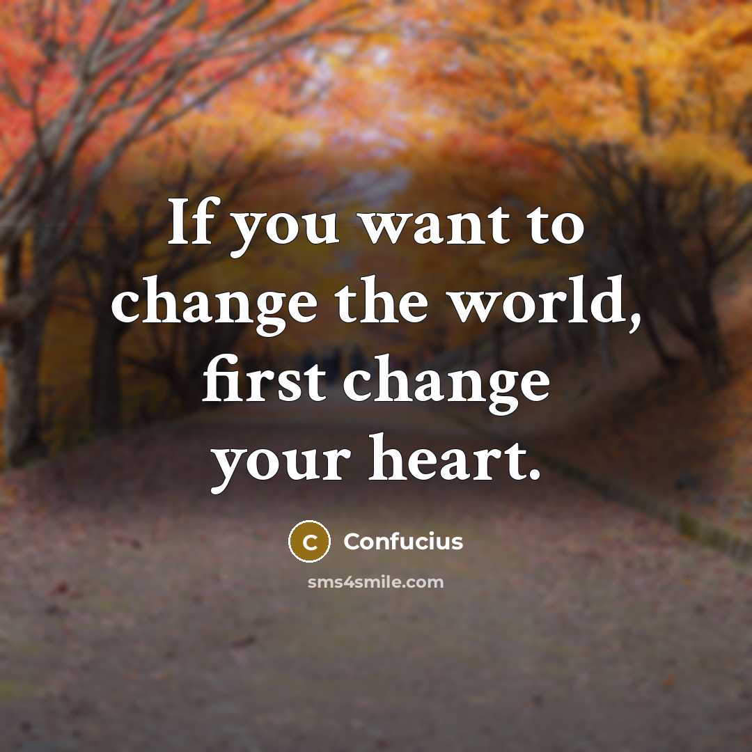 “If you want to change the world, first change your…” quote by Confucius