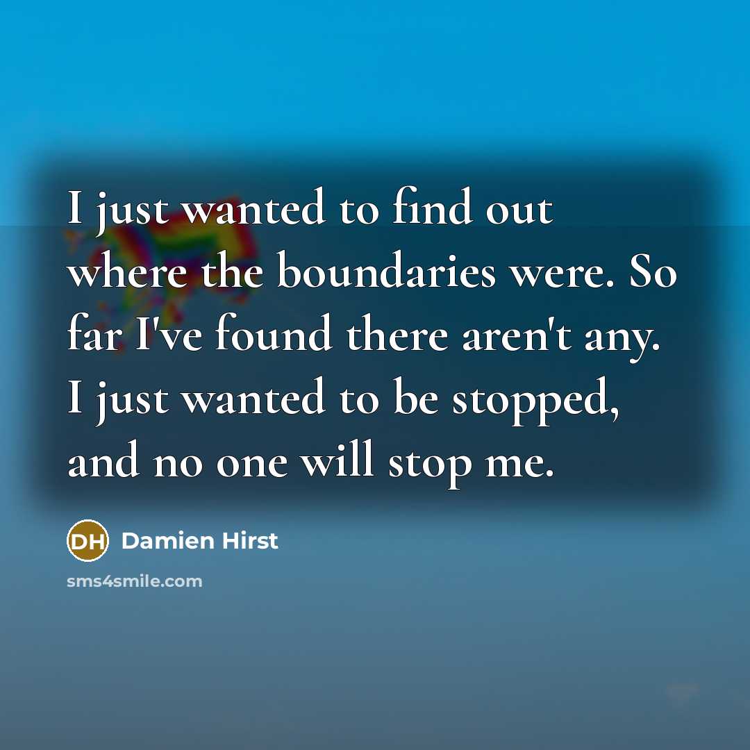 “I just wanted to find out where the boundaries were.…” quote by Damien Hirst