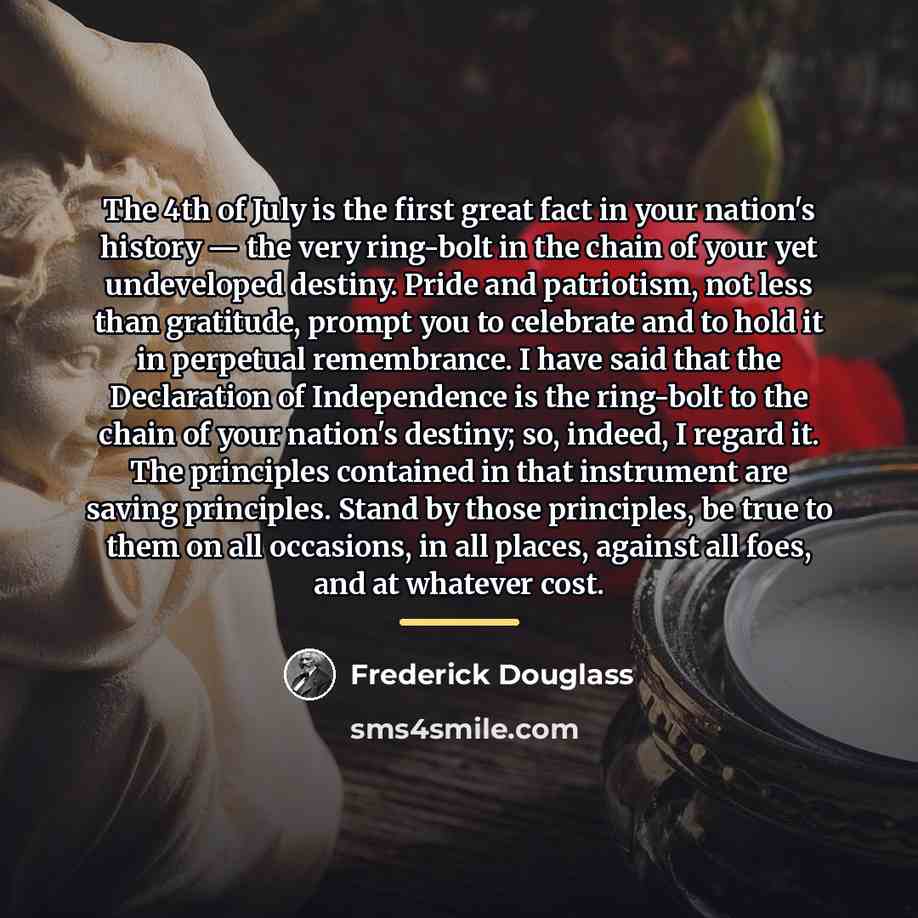 “The 4th of July is the first great fact in…” quote by Frederick Douglass