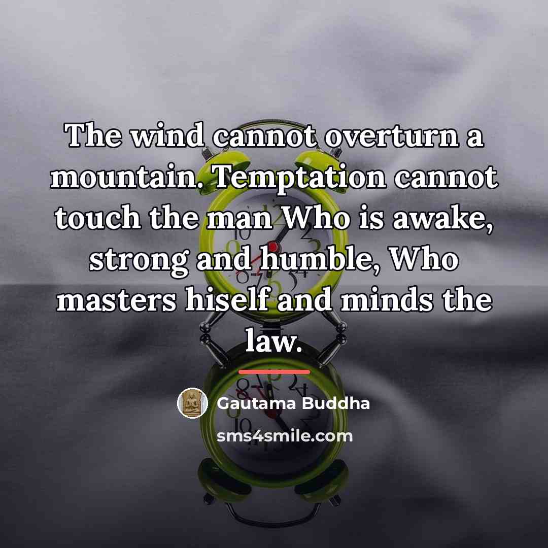 “The wind cannot overturn a mountain. Temptation cannot touch the…” quote by Gautama Buddha