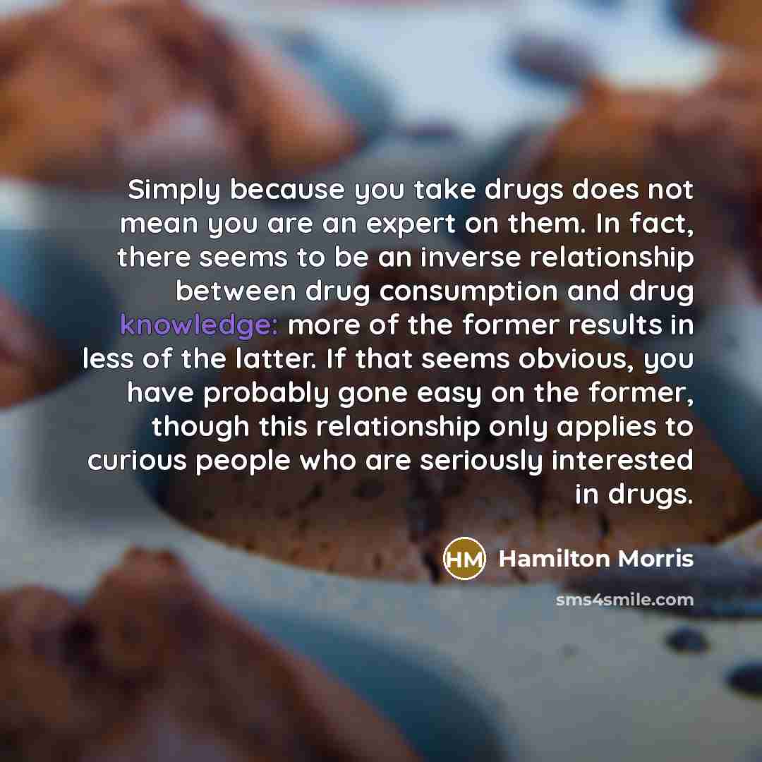 “Simply because you take drugs does not mean you are…” quote by Hamilton Morris