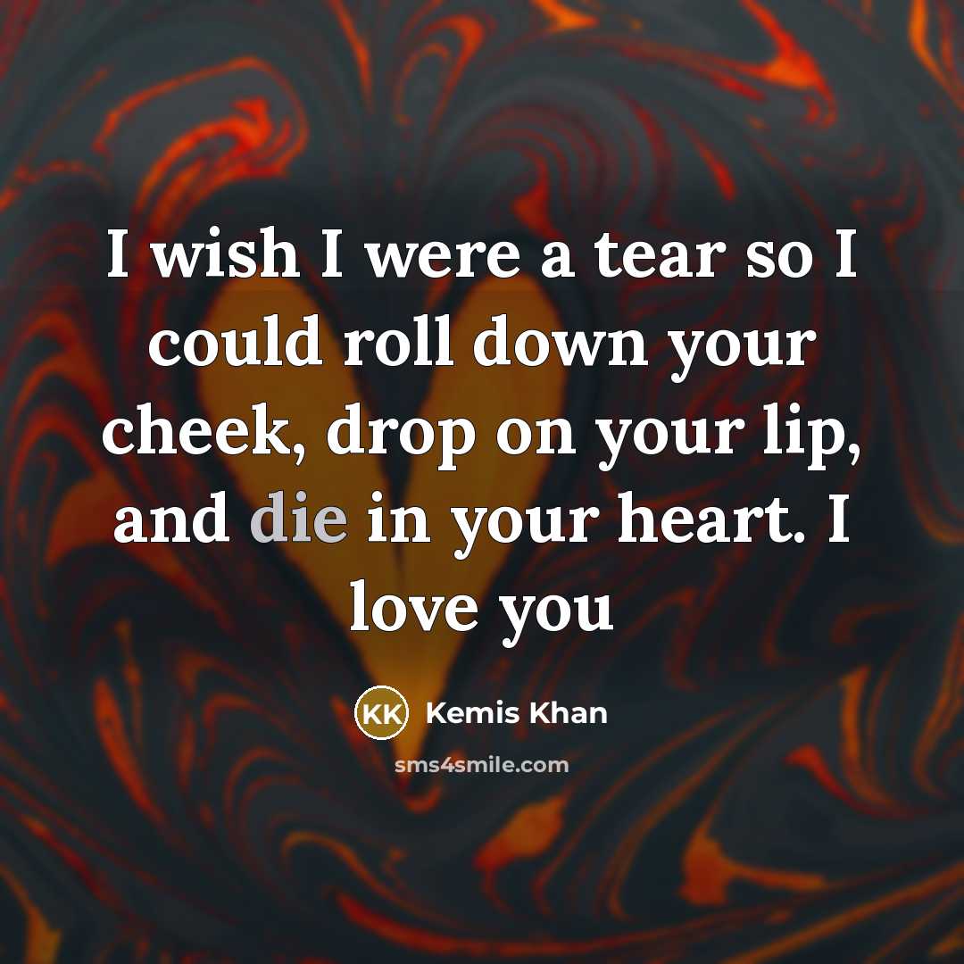 “I wish I were a tear so I could roll…” quote by Kemis Khan