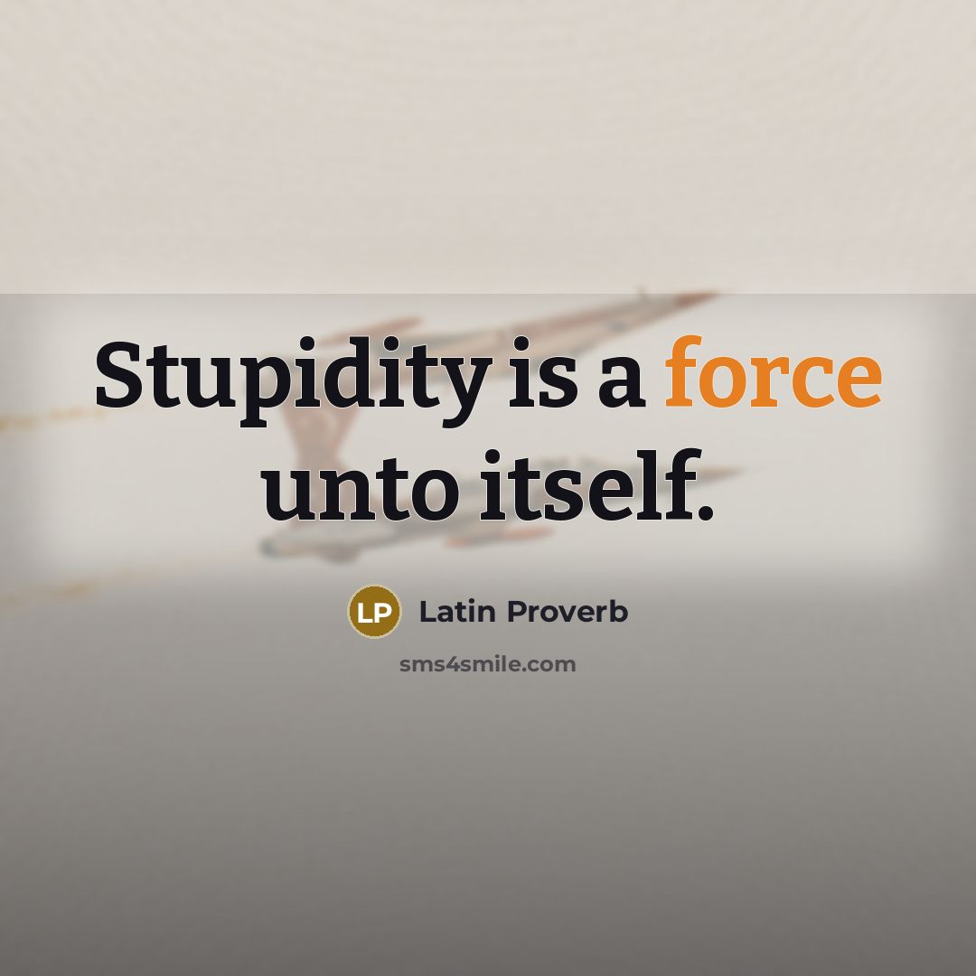 “Stupidity is a force unto itself.” quote by Latin Proverb