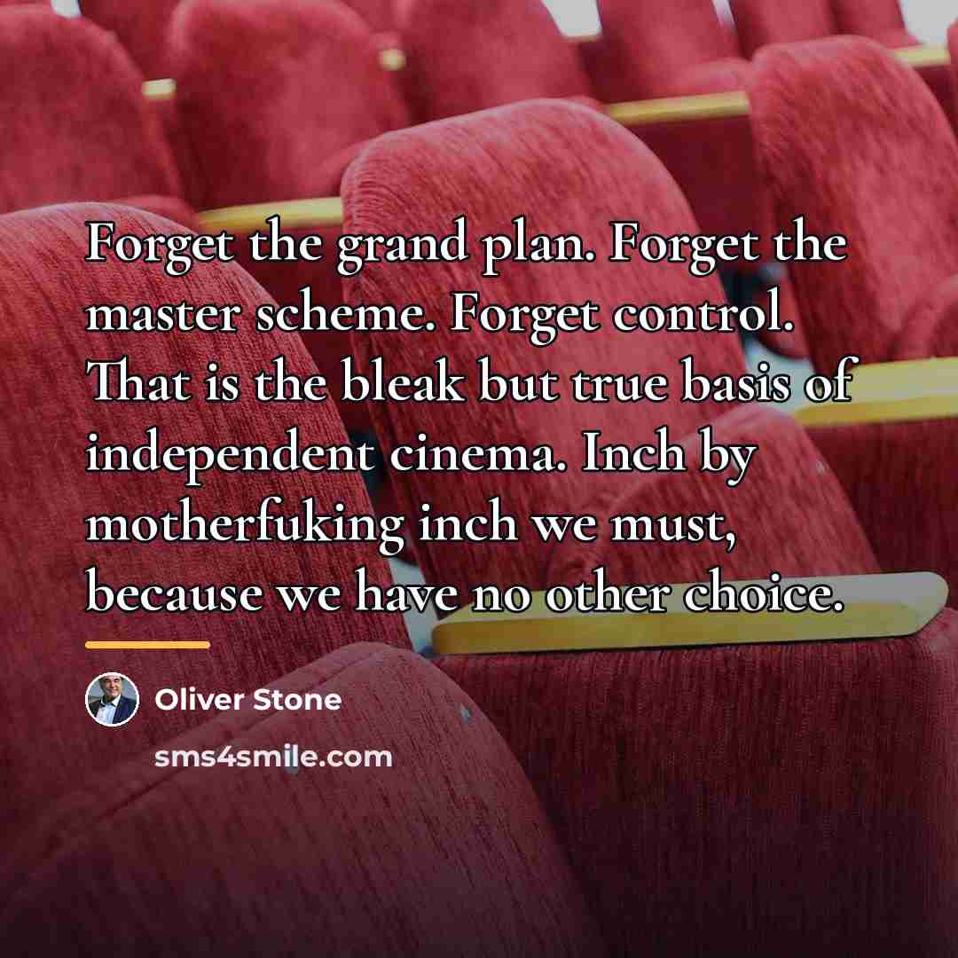 “Forget the grand plan. Forget the master scheme. Forget control.…” quote by Oliver Stone