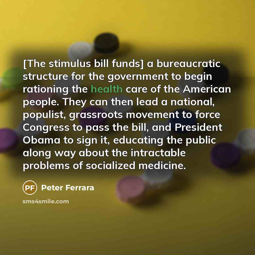 “[The stimulus bill funds] a bureaucratic structure for the government…” quote by Peter Ferrara