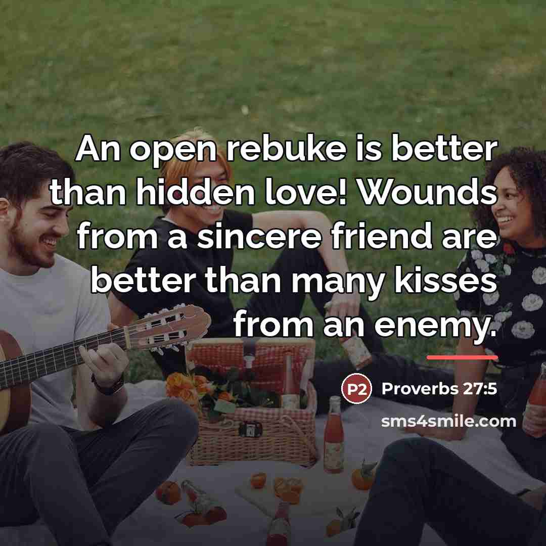 “An open rebuke is better than hidden love! Wounds from…” quote by Proverbs 27:5