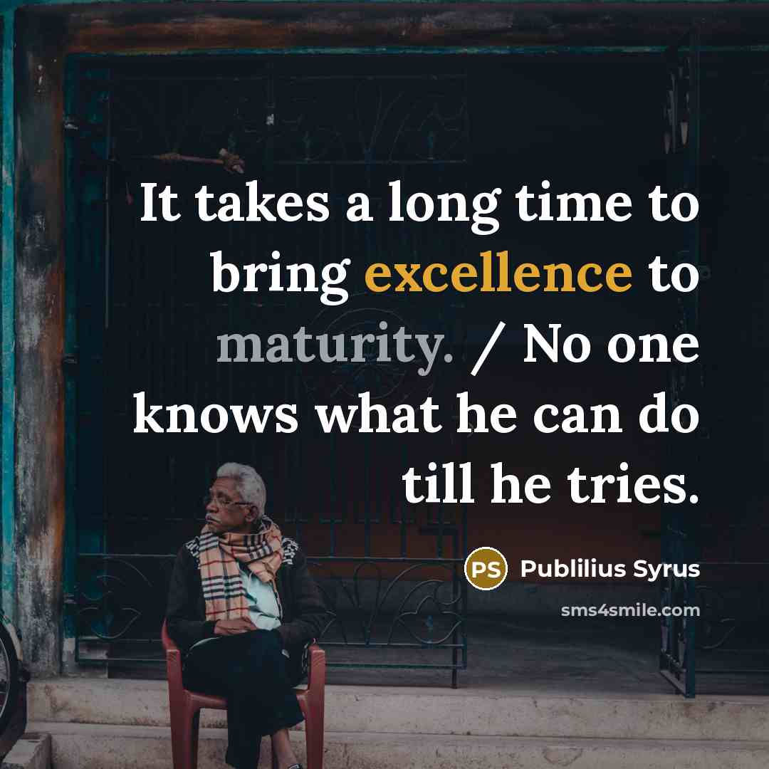 “It takes a long time to bring excellence to maturity.…” quote by Publilius Syrus