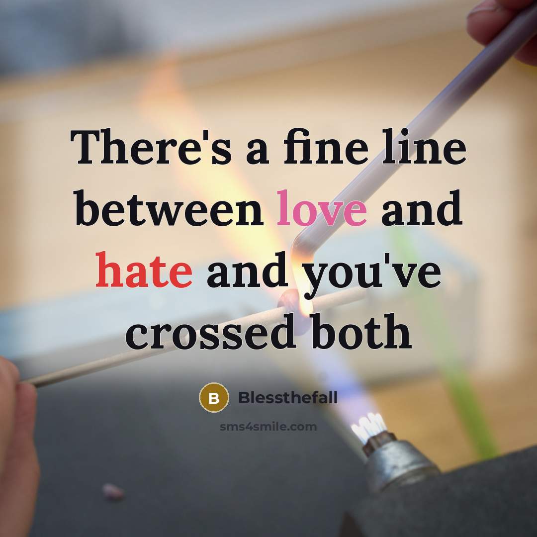 “There's a fine line between love and hate and you've crossed both” quote by Blessthefall