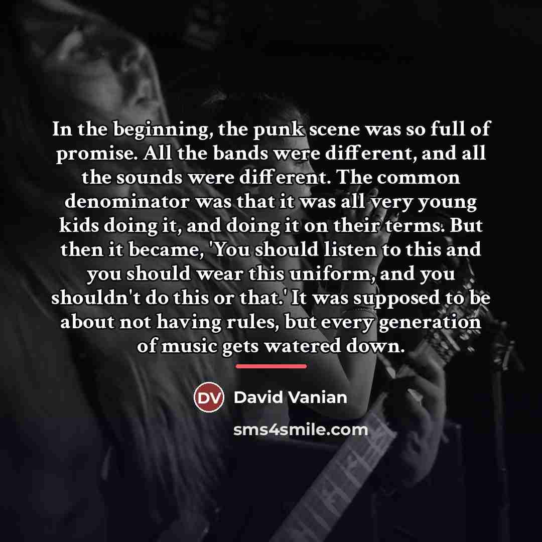 “In the beginning, the punk scene was so full of…” quote by David Vanian
