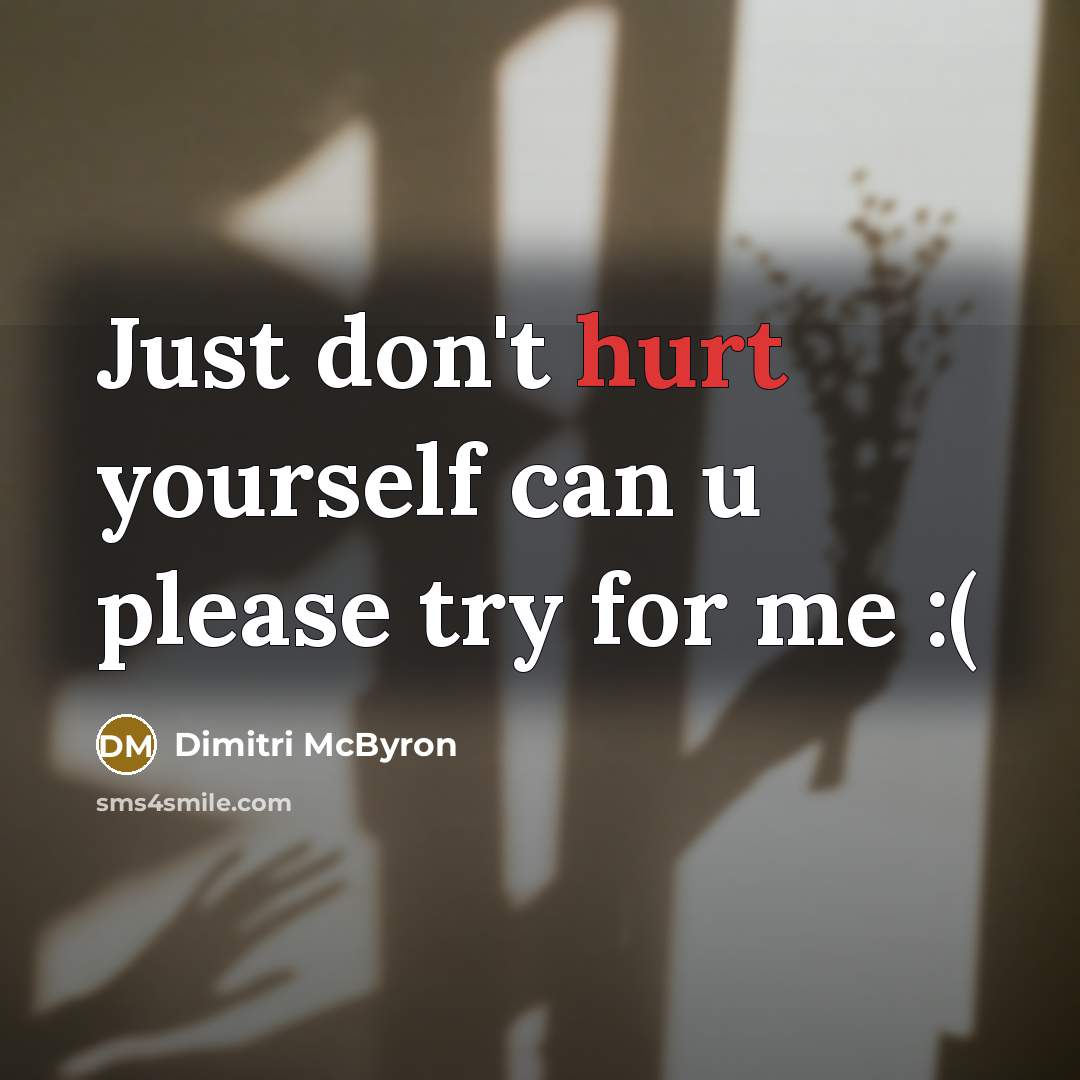“Just don't hurt yourself can u please try for me…” quote by Dimitri McByron