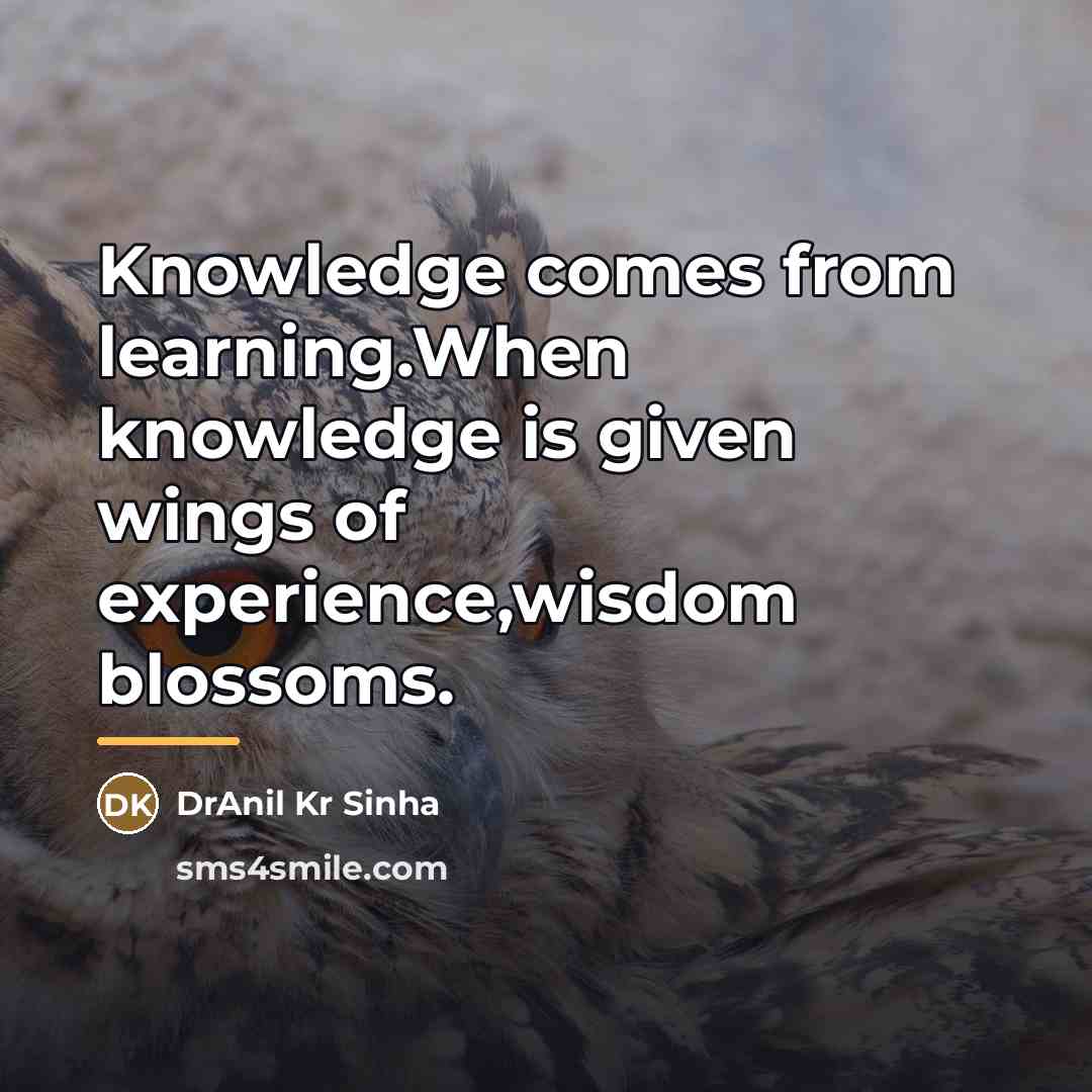 “Knowledge comes from learning.When knowledge is given wings of experience,wisdom…” quote by DrAnil Kr Sinha