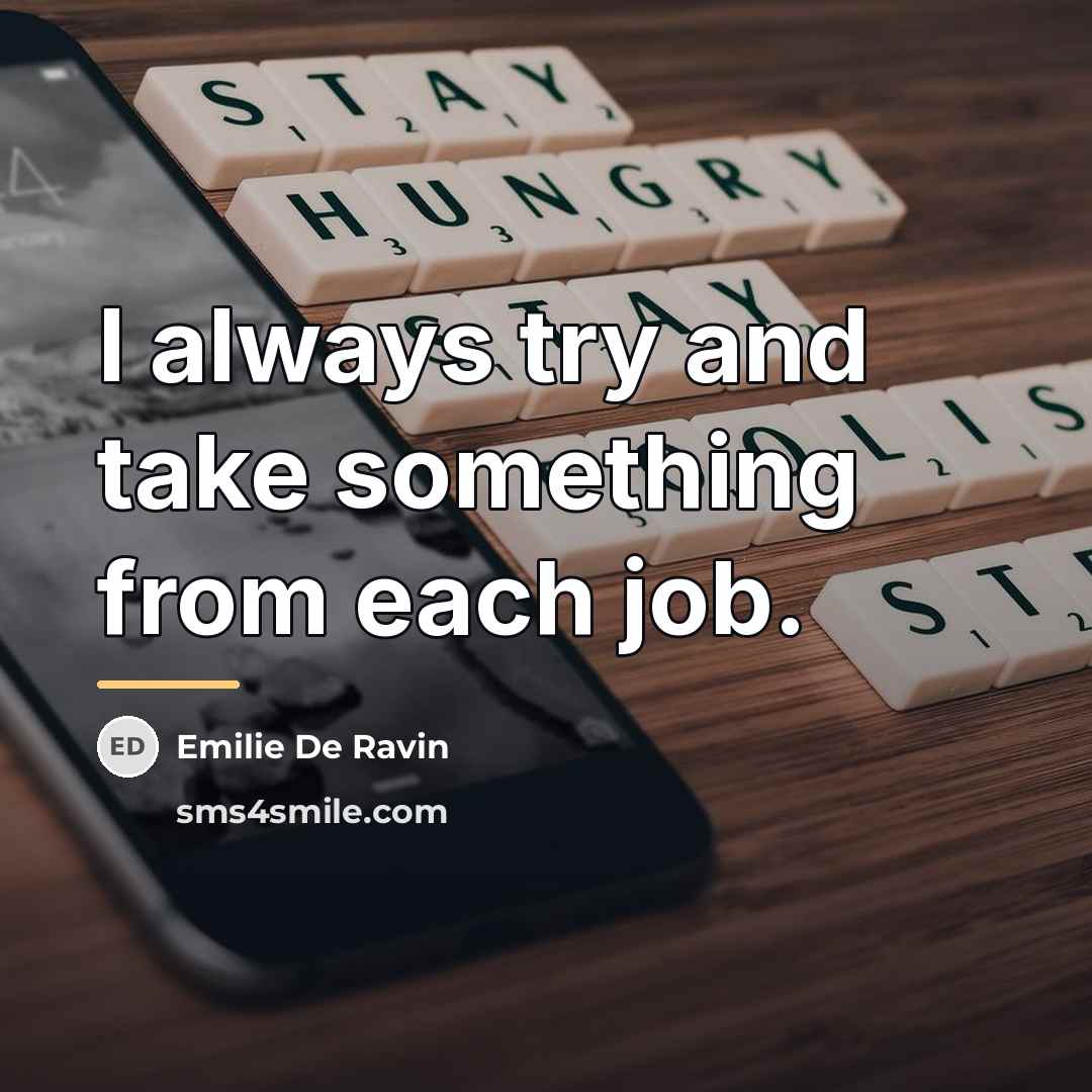 “I always try and take something from each job.…” quote by Emilie de Ravin