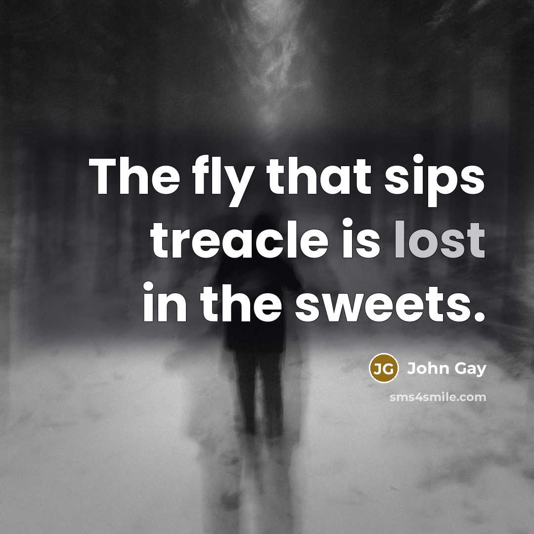 “The fly that sips treacle is lost in the sweets.…” quote by John Gay