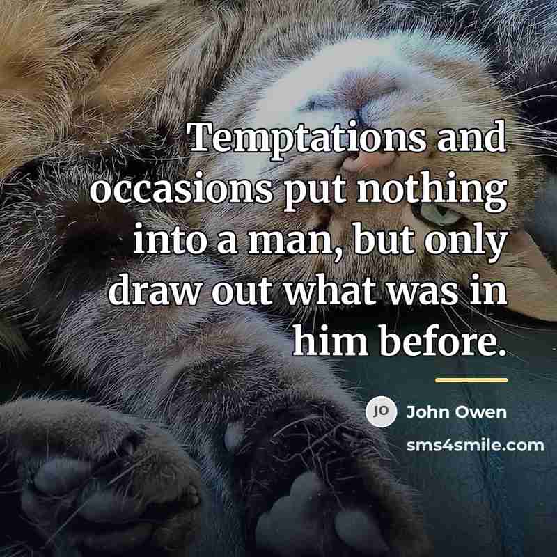 “Temptations and occasions put nothing into a man, but only…” quote by John Owen