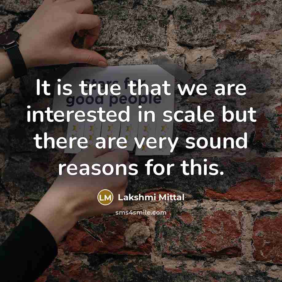 “It is true that we are interested in scale but…” quote by Lakshmi Mittal