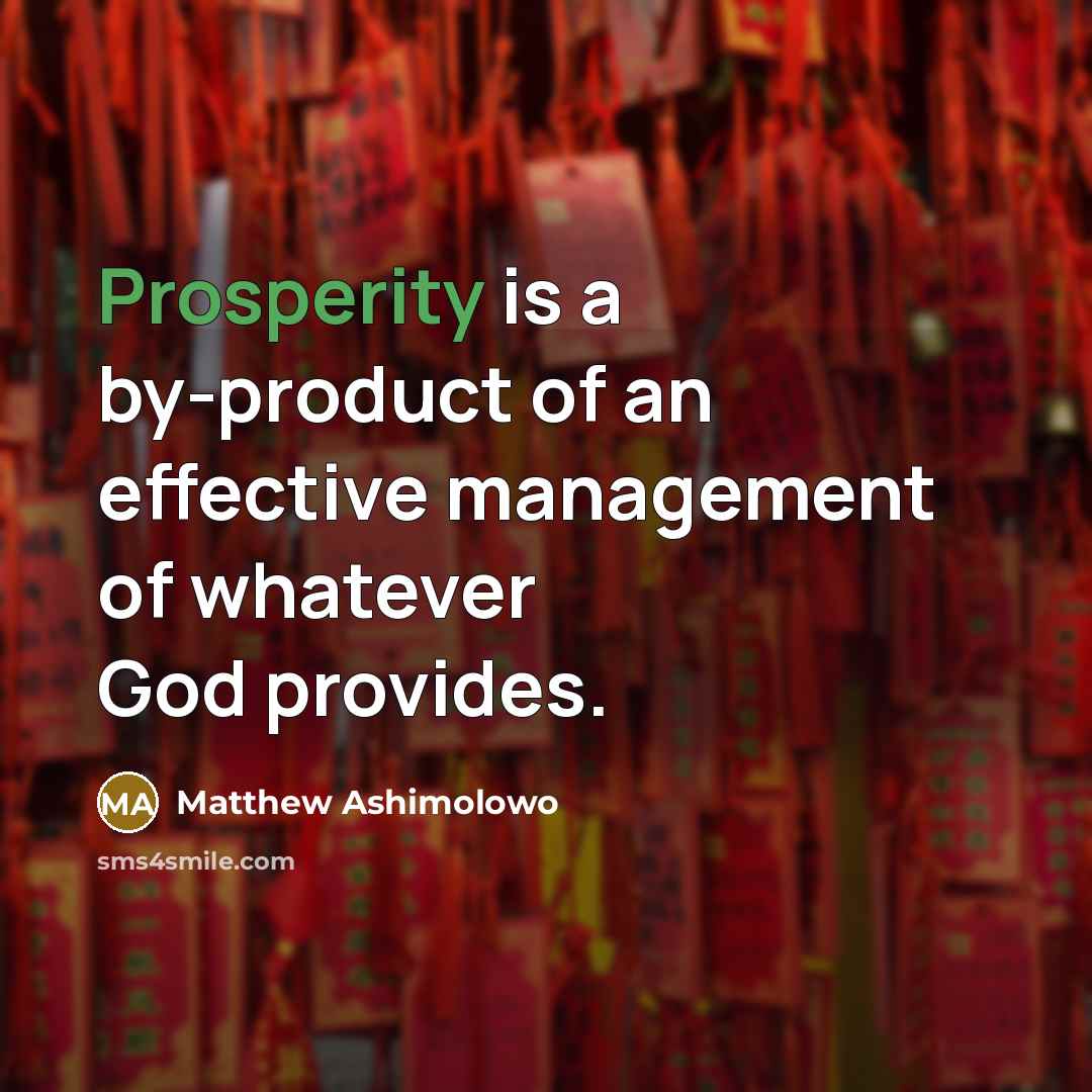 “Prosperity is a by-product of an effective management of whatever…” quote by Matthew Ashimolowo