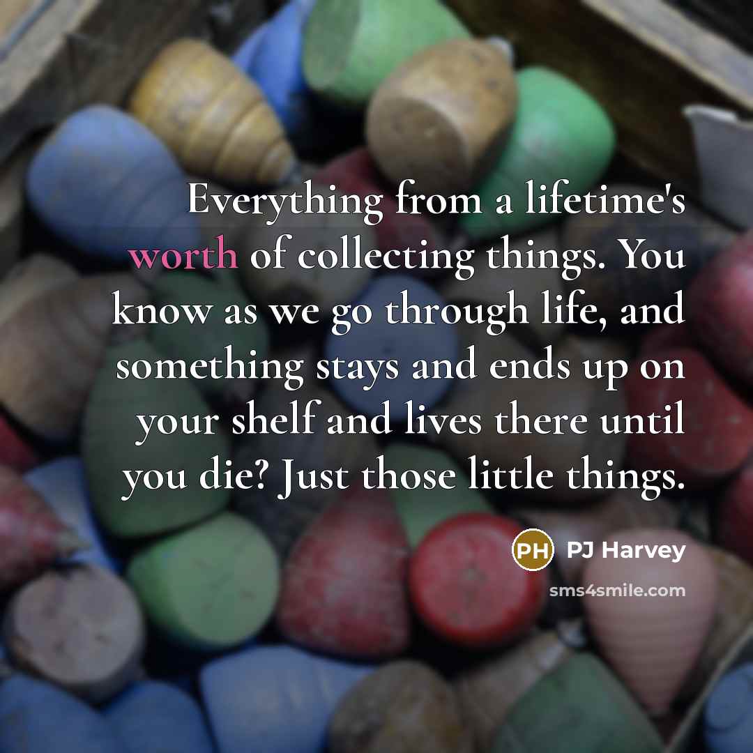 “Everything from a lifetime's worth of collecting things. You know…” quote by PJ Harvey