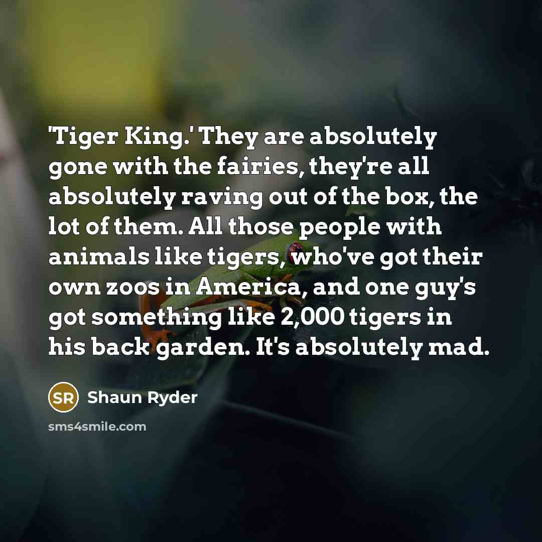 “'Tiger King.' They are absolutely gone with the fairies, they're…” quote by Shaun Ryder