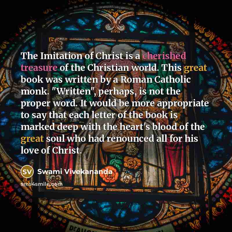 “The Imitation of Christ is a cherished treasure of the…” quote by Swami Vivekananda