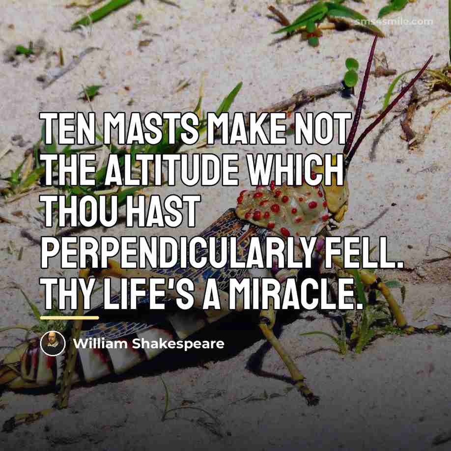 “Ten masts make not the altitude Which thou hast perpendicularly…” quote by William Shakespeare