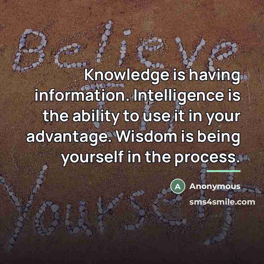 “Knowledge is having information. Intelligence is the ability to use…” quote by Anonymous