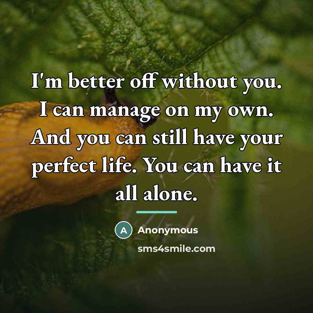 “I'm better off without you. I can manage on my…” quote by Anonymous