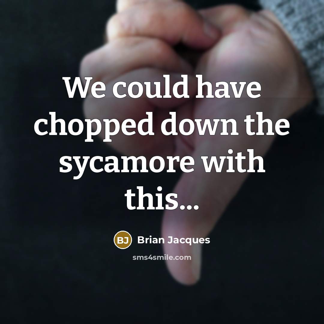 “We could have chopped down the sycamore with this...” quote by Brian Jacques