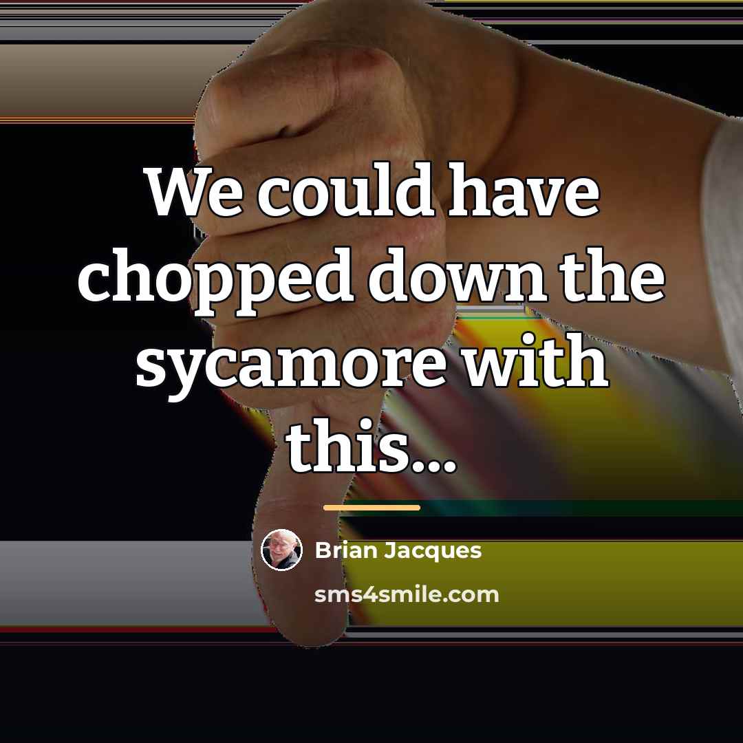 “We could have chopped down the sycamore with this...…” quote by Brian Jacques