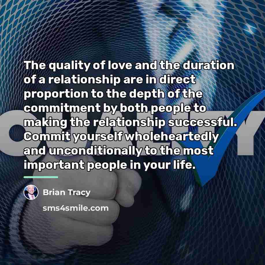 “The quality of love and the duration of a relationship…” quote by Brian Tracy