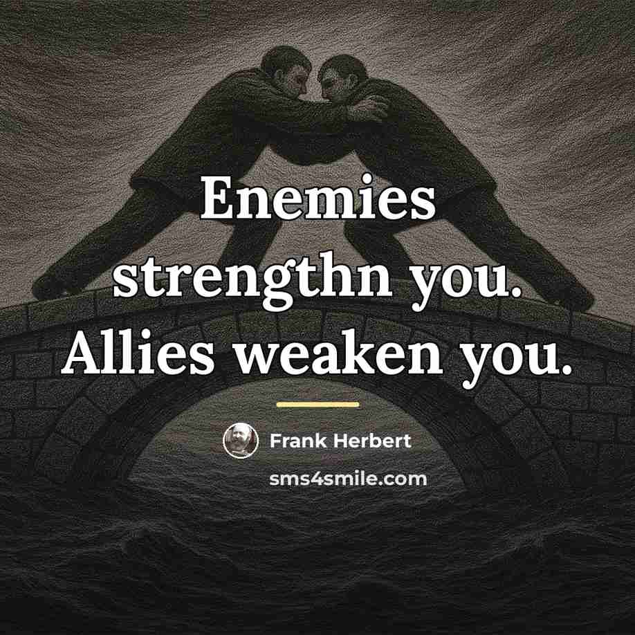 “Enemies strengthn you. Allies weaken you.…” quote by Frank Herbert