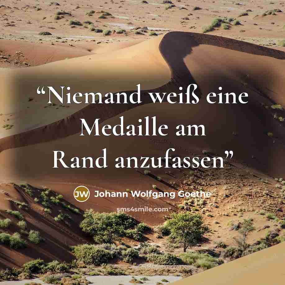 “Niemand weiß eine Medaille am Rand anzufassen” quote by Johann Wolfgang Goethe